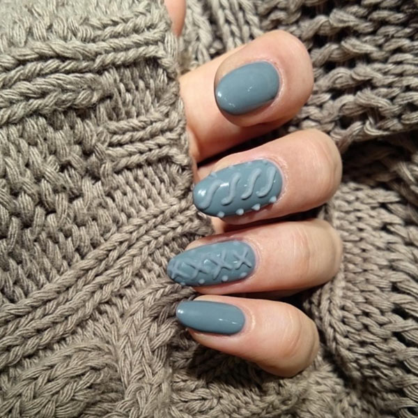 Textured Cable Knit Sweater Nails