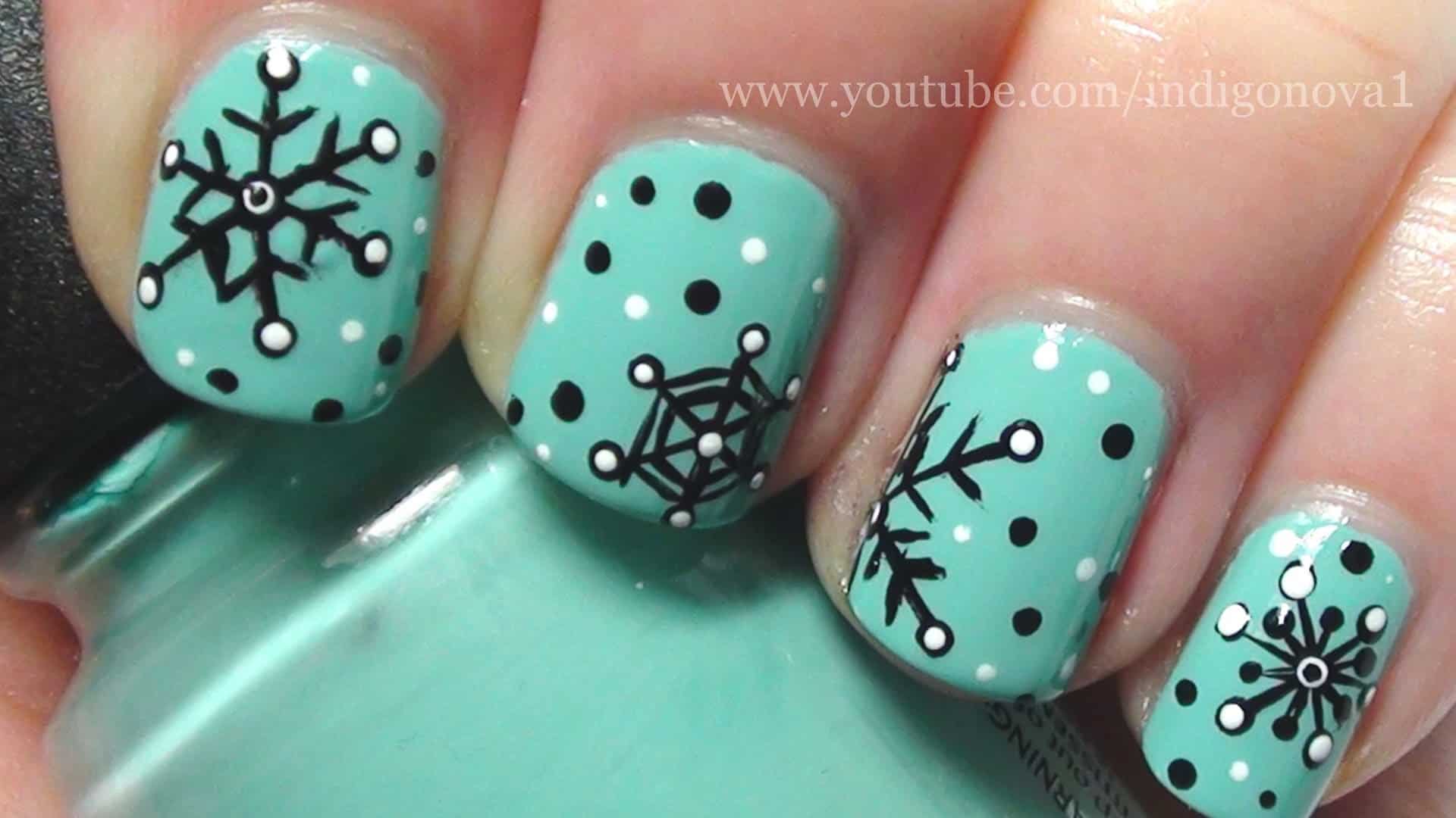 Mint with black snowflakes