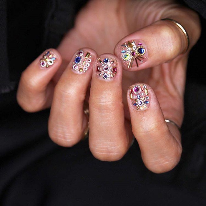 Cute Summer Nail Art to Swoon Over embellished nails
