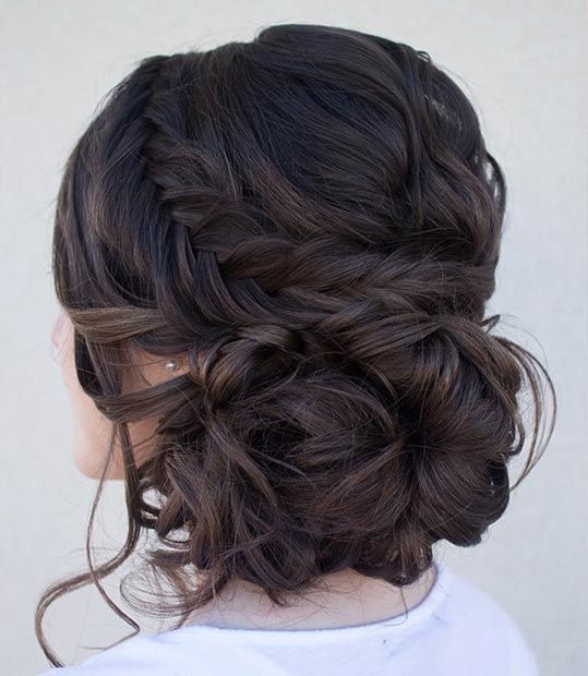 Loose inside out braid and a curly bun