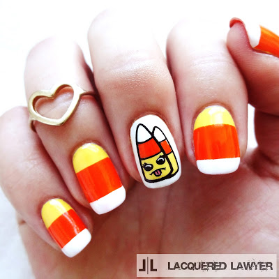 Candy corn halloween manicure