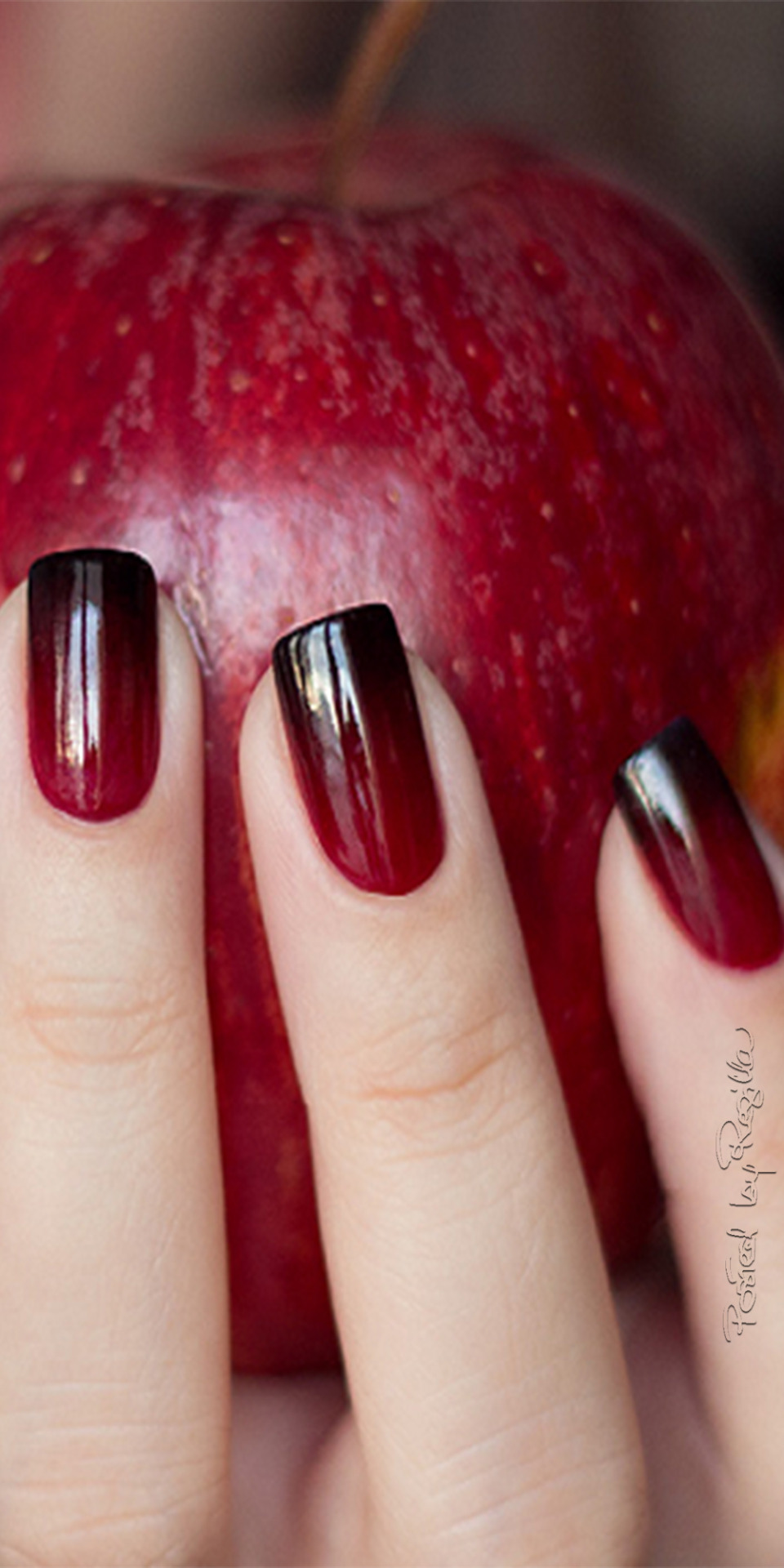 Ombre red apple manicure