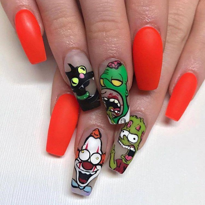 Insane-Halloween-Nail-Art-That-Will-Make-You-Swoon-neon nails