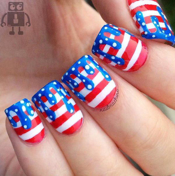 Fourth of july nail dripping