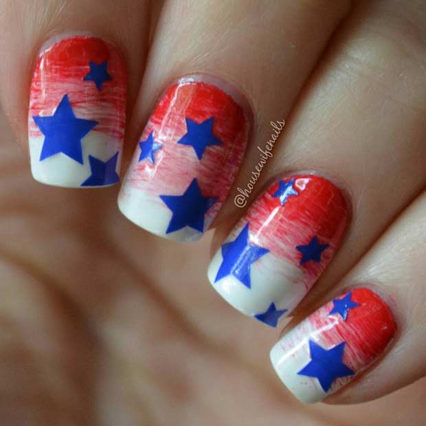Star nail design for 4th of july