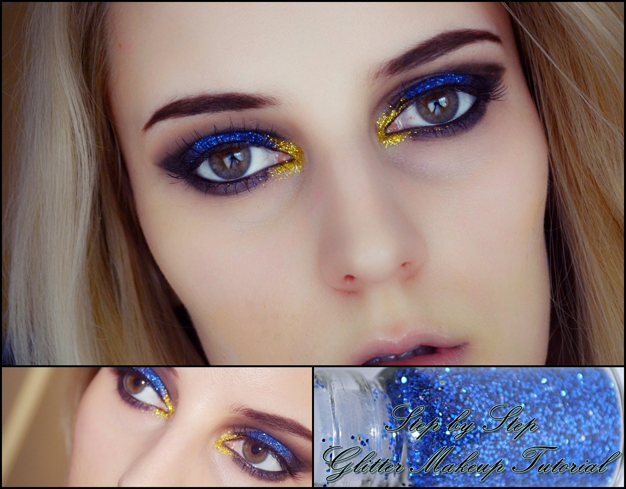 Blue and gold glitter eyes