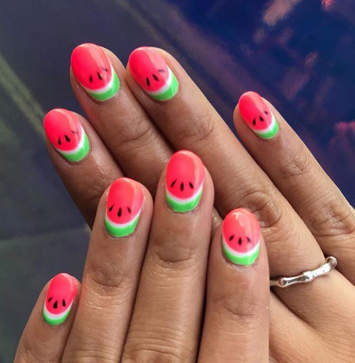 Neon-Nail-Designs-To-Finish-Off-Summer-With-Style watermelon neon