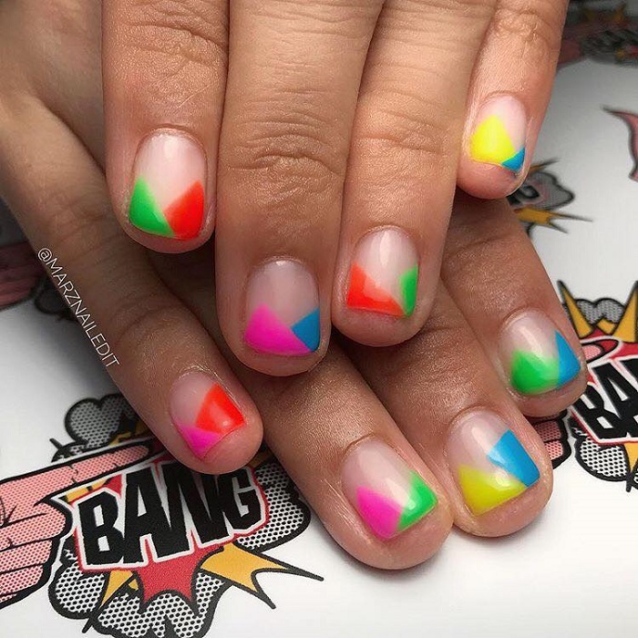 Neon-Nail-Designs-To-Finish-Off-Summer-With-Style geometric neon nails