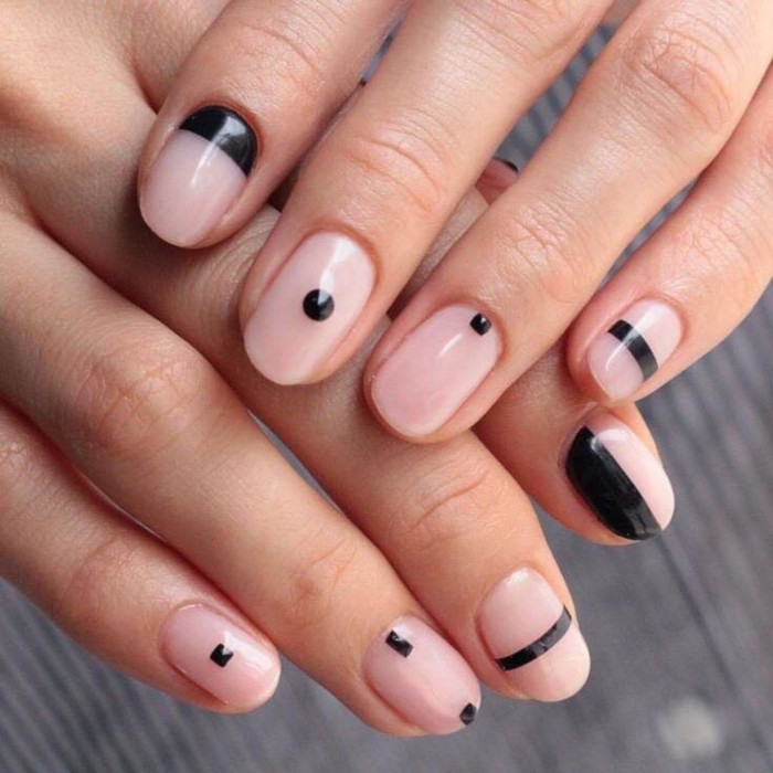 Neutral Nail Ideas That Go With Everything nude and black nails