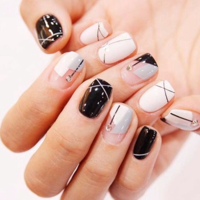 Neutral Nail Ideas That Go With Everything grey black and white nails