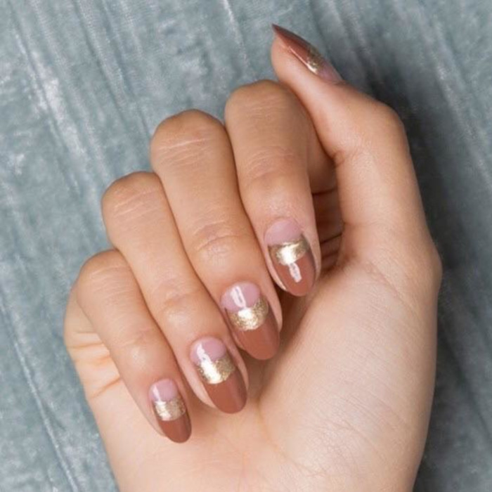 Neutral Nail Ideas That Go With Everything nude and gold nails