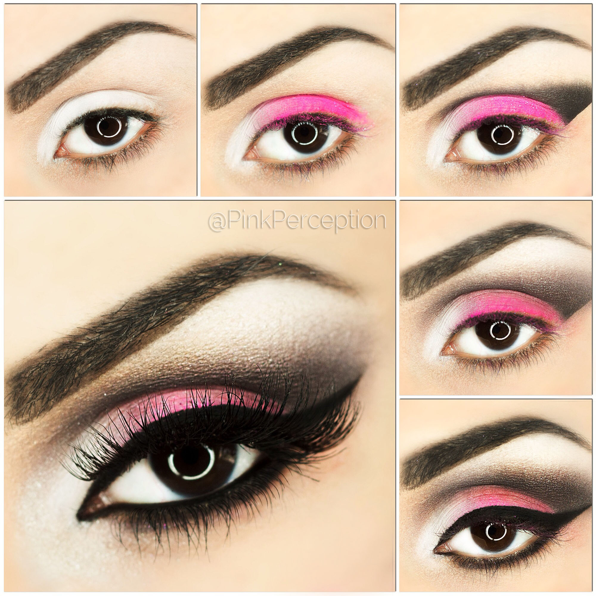 Black, white, and pink smoky eye