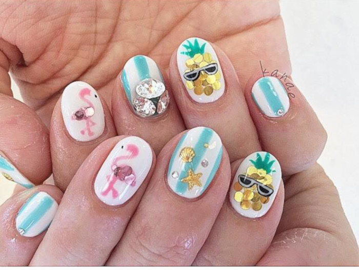Summer Mood Tropical Nail Designs flamingo nails