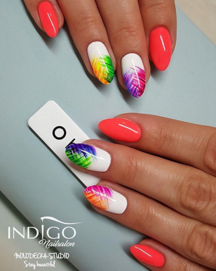 Summer Mood Tropical Nail Designs abstract multicolored nail art