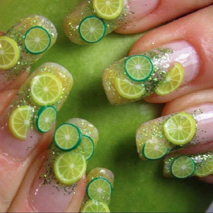 The Fruit-Themed Manicure is the Ultimate Summer Nail Trend lemon and lime nails