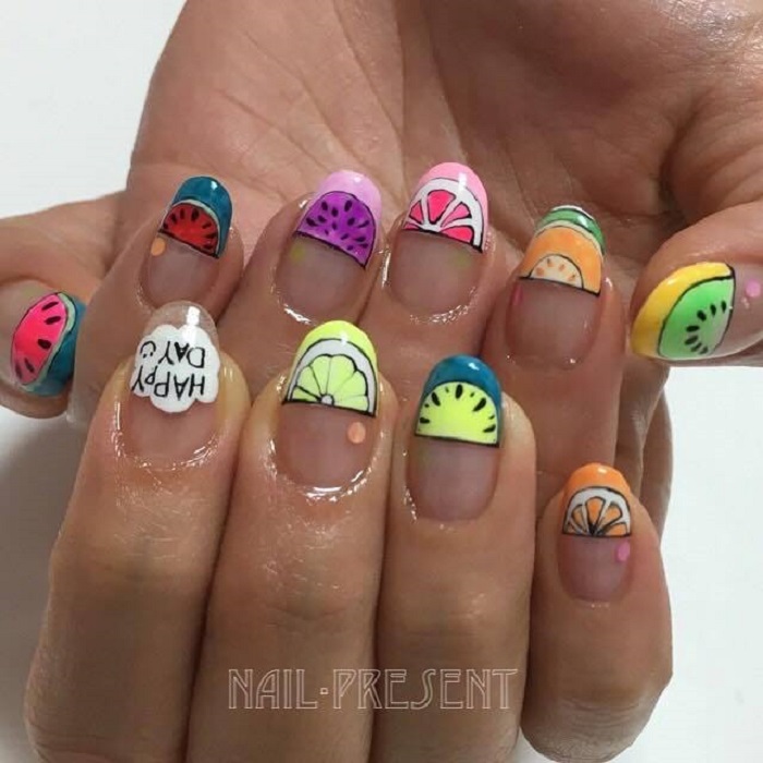 The Fruit-Themed Manicure is the Ultimate Summer Nail Trend fruit-tips nails