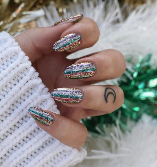 festive glitter nails