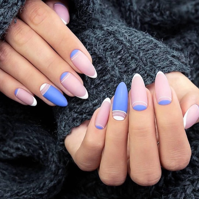 The Trendiest French Manicure Inspo For Winter blue